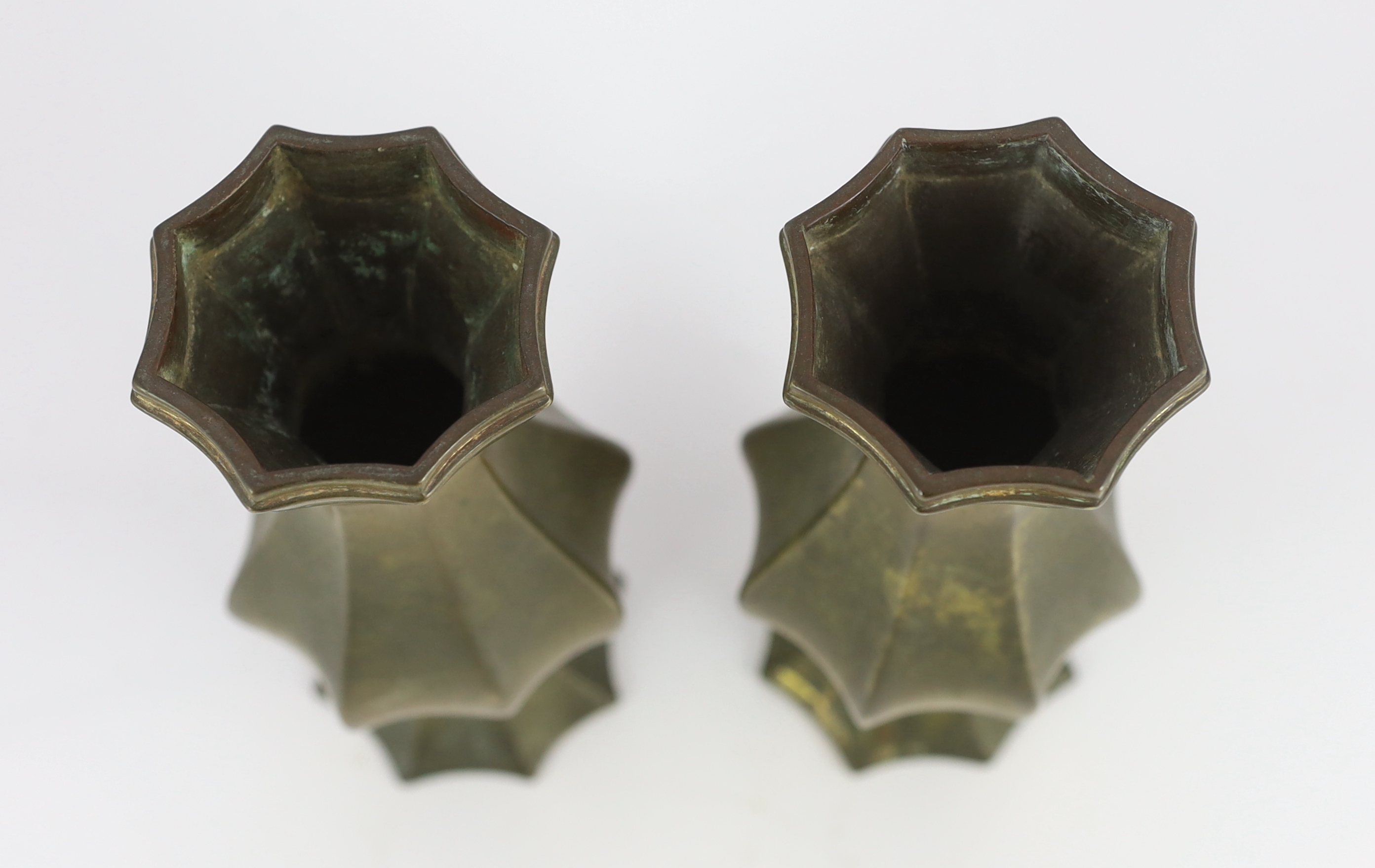 A pair of Chinese bronze vases, 17th century